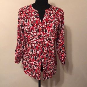 Flower print button blouse